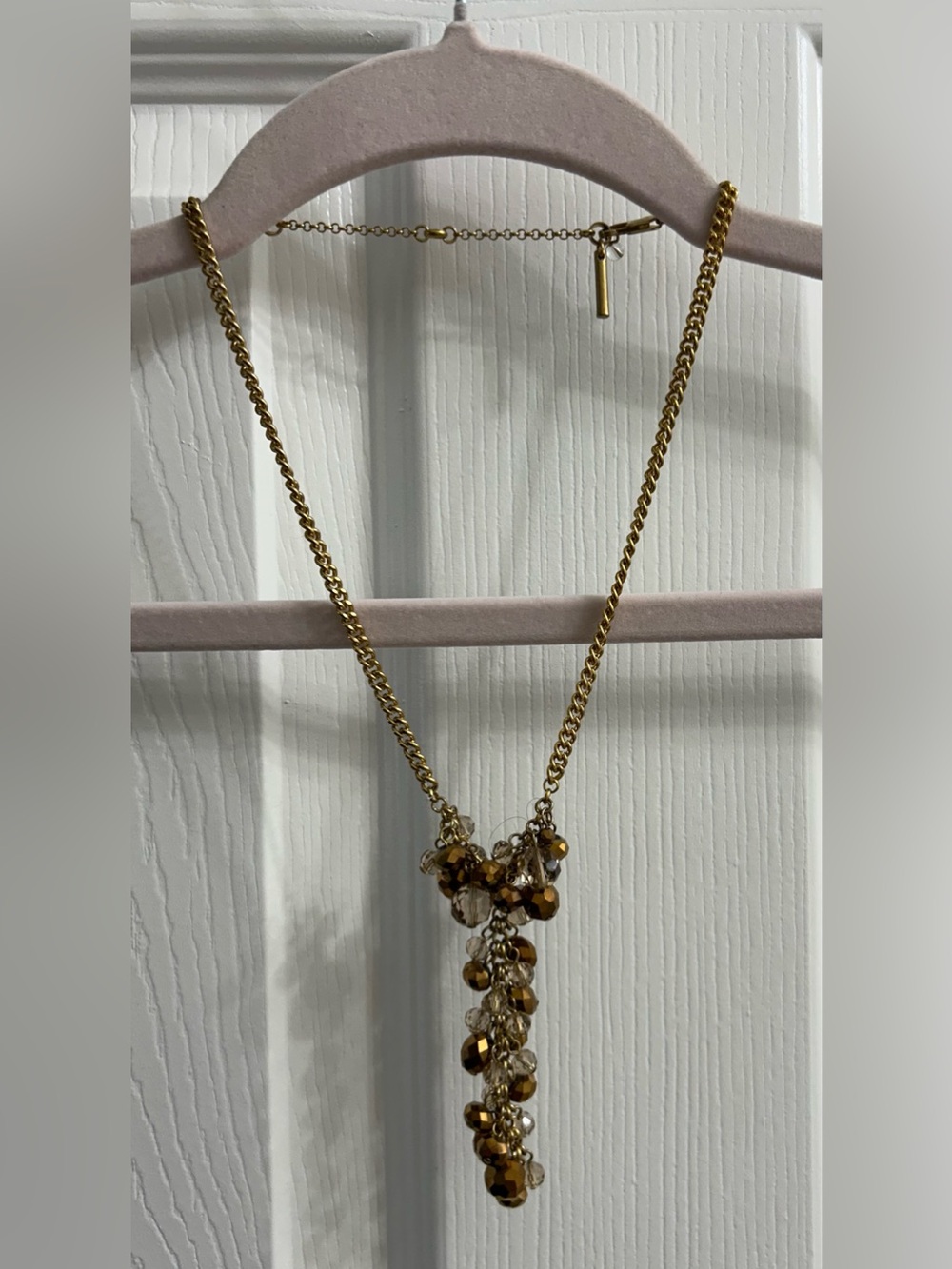 Kenneth Cole Gold-Tone Cluster Pendant Necklace with Amber and Clear Beads